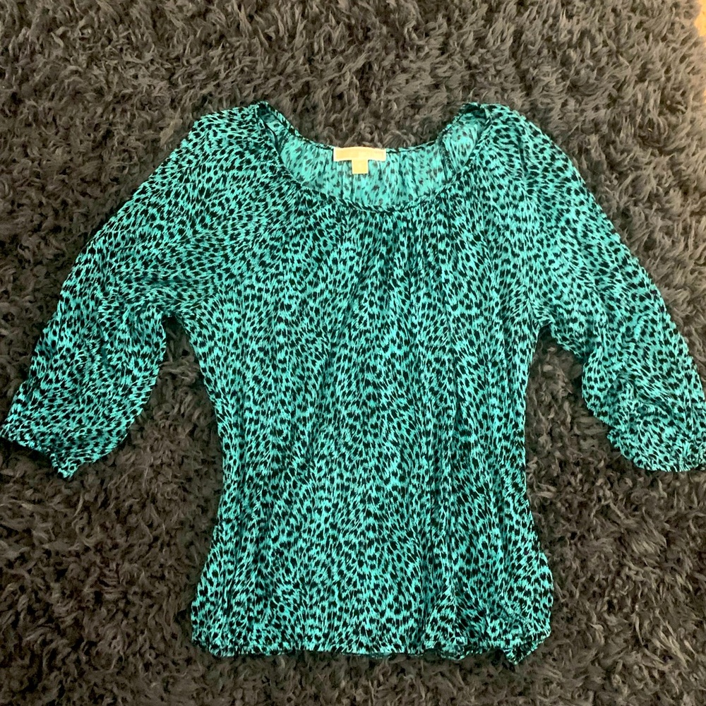 Michael Kors Blue Leopard Blouse